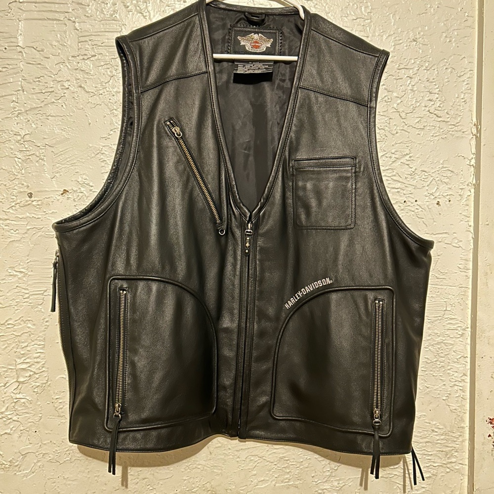 Harley Davidson Zipper Leather Black Jacket 3X